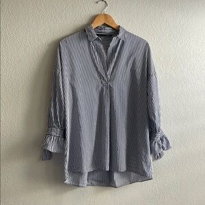 Zara Navy Striped Women's Blouse